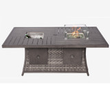 Gray Wicker Outdoor Gas Fire Pit Table with Ice Bucket
