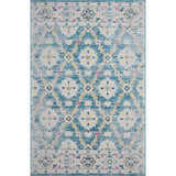 8' X 10' Blue And Gray Floral Stain Resistant Indoor Outdoor Area Rug