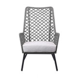 Gray And Gray And Black Metal Side Chair With Cushion