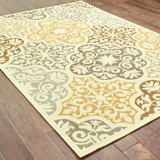 2' X 4' Gray And Ivory Floral Stain Resistant Indoor Outdoor Area Rug
