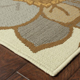 2' X 4' Ivory Floral Stain Resistant Indoor Outdoor Area Rug