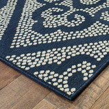 2' X 8' Navy Geometric Stain Resistant Indoor Outdoor Area Rug