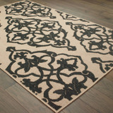 10' X 13' Sand Oriental Stain Resistant Indoor Outdoor Area Rug