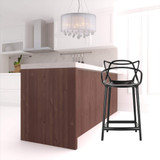 43" Black Abstract Mod Low Back Bar Height Chair With Footrest 43" Black Abstract Mod Low Back Bar Height Chair With Footrest