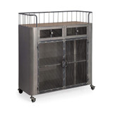 Rustic Metal Industrial Style Rolling Bar Cart