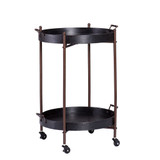 29" Black Manufactured Wood And Iron Round End Table