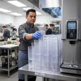 Cambro 22 oz Clear Textured Plastic Tumbler (24/Case) - Secure Grip Drinkware - Chicken Pieces