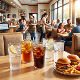 Cambro 22 oz Clear Textured Plastic Tumbler (24/Case) - Secure Grip Drinkware - Chicken Pieces