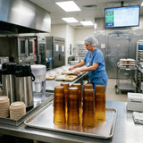 Cambro 7 4/5 oz Amber Textured Plastic Tumbler (24/Case) - Durable Design - Chicken Pieces