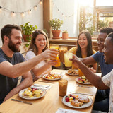 Cambro 9 7/10 oz Amber Textured Plastic Tumbler (24/Case) - Scratch-Resistant - Chicken Pieces