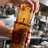 Cambro 9 7/10 oz Amber Textured Plastic Tumbler (24/Case) - Scratch-Resistant - Chicken Pieces