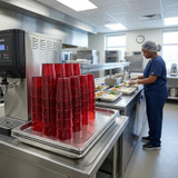 Cambro 9 7/10 oz Ruby Red Textured Plastic Tumbler (24/Case) - Impact-Resistant - Chicken Pieces