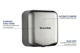 Alpine Industries Automatic Hand Dryer - 10 Second Dry Time, 220-240V/1PH - Chicken Pieces