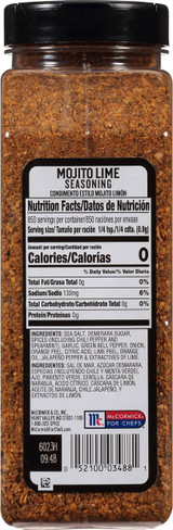  McCormick Grill Mates 27 oz.  (6/Case) Mojito Lime Seasoning - Tangy, Sweet 