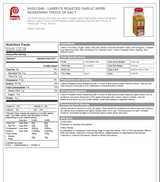 Lawry's 24.5 oz. Roasted Garlic Seasoning (6/Case) Blend of Roasted Garlic - Chicken Pieces
