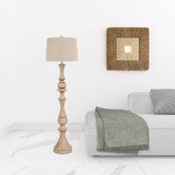 63" Distressed Brown Polyresin Curvy Body Floor Lamp With Beige Shade