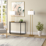 68" Brass Traditional Shaped Floor Lamp With White Frosted Glass Rectangular Shade - CP-HMEROOTS-523374