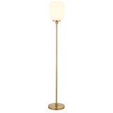69" Brass Novelty Floor Lamp With White Frosted Glass Globe Shade 69" Brass Novelty Floor Lamp With White Frosted Glass Globe Shade