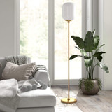 62" Black Reading Floor Lamp With Black Dome Shade
