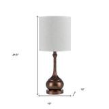 25" Rust Metal Table Lamp With Sand Drum Shade