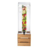 Cal-Mil Bamboo Base 3 gal Beverage Dispenser with Ice Tube - Acrylic Container - Chicken Pieces