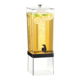 Cal-Mil Clear/Black 3 gal Beverage Dispenser with Ice Tube - Polycarbonate Tank - Chicken Pieces