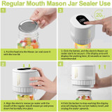 Electric Cordless Mason Jar Vacuum Sealer Kit for Wide-Mouth & Regular-Mouth Mason Jars