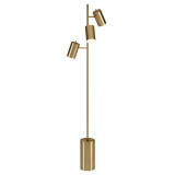 homeroots lighting 65" Brass Three Light Tree Floor Lamp With Brass Drum Shade 