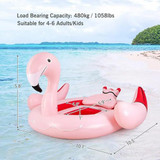 Chicken Pieces Inflatable Flamingo Floating Island 6 People with 6 Cup Holders for Pool and River 