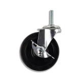 Rack Force RACK FORCE Replacement Caster with Brake - 4" Wheel, Threaded Stem 1 1/2" Tall 