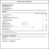 Kraft Cranberry Sauce Portions 16 mL/0.54oz (200/Case)- Canadian Made — Nutrition and Ingredients Label — www.chickenpieces.com