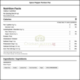 PC Spice Pepper Portion Packets - 1000CT (2.20 lbs) (6/Case) — Nutrition and Ingredients Label — www.chickenpieces.com