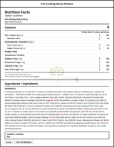 Griddle Pan Coating Spray Release - Soybean Oil Formulation - 16 OZ (6/Case) - 6 LBS — Nutrition and Ingredients Label — www.chickenpieces.com