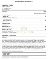 Ardent Mills All-O-Wheat Whole Wheat Flour - 20 KG (44.09 lbs) — Nutrition and Ingredients Label — www.chickenpieces.com