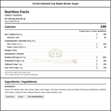 Bob's Red Mill Maple Brown Sugar Oatmeal Cup 61g (12/Case) - 1.6 lbs — Nutrition and Ingredients Label — www.chickenpieces.com