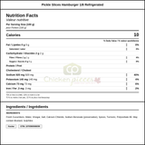 Cool Crisp Refrigerated Hamburger Pickle Slices 1/8" 4 LT (2/Case) - 135.2 fl oz (8.44 lbs) — Nutrition and Ingredients Label — www.chickenpieces.com