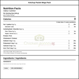 Heinz Ketchup Mega Pack Packet 26 ML (396/Case) - 8.78 lbs — Nutrition and Ingredients Label — www.chickenpieces.com