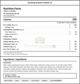 Sysco Imperial Sesame Toasted Dressing Bulk Size - 3.78 L/1 Gallon (2/Case)- Canadian Made — Nutrition and Ingredients Label — www.chickenpieces.com