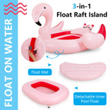 Chicken Pieces 6 People Inflatable Flamingo Floating Island with 6 Cup Holders for Pool and River 