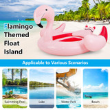 Chicken Pieces 6 People Inflatable Flamingo Floating Island with 6 Cup Holders for Pool and River 