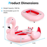 Chicken Pieces 6 People Inflatable Flamingo Floating Island with 6 Cup Holders for Pool and River 