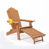 Chicken Pieces TALE Folding Adirondack Chair with Pullout Ottoman with Cup Holder, Oversized, Poly Lumber, for Patio Deck Garden, Backyard Furniture, Easy to Install,BROWN. 