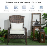 Chicken Pieces Outsunny Patio Wicker Adirondack Chair, Outdoor All-Weather Rattan Fire Pit Chair w/ Soft Cushions, Tall Curved Backrest and Comfortable Armrests for Deck or Garden, Cream White 