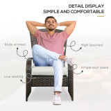 Chicken Pieces Outsunny Patio Wicker Adirondack Chair, Outdoor All-Weather Rattan Fire Pit Chair w/ Soft Cushions, Tall Curved Backrest and Comfortable Armrests for Deck or Garden, Cream White 
