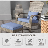 Chicken Pieces Outsunny Patio Wicker Adirondack Chair with Ottoman, Outdoor Fire Pit Chair with Cushions, High-Back, Large Seat & Armrests for Deck, Garden & Backyard, Gray 