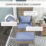 Chicken Pieces Outsunny Patio Wicker Adirondack Chair with Ottoman, Outdoor Fire Pit Chair with Cushions, High-Back, Large Seat & Armrests for Deck, Garden & Backyard, Gray 