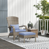 Chicken Pieces Outsunny Patio Wicker Adirondack Chair with Ottoman, Outdoor Fire Pit Chair with Cushions, High-Back, Large Seat & Armrests for Deck, Garden & Backyard, Gray 