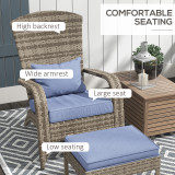 Chicken Pieces Outsunny Patio Wicker Adirondack Chair with Ottoman, Outdoor Fire Pit Chair with Cushions, High-Back, Large Seat & Armrests for Deck, Garden & Backyard, Gray 
