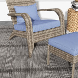 Chicken Pieces Outsunny Patio Wicker Adirondack Chair with Ottoman, Outdoor Fire Pit Chair with Cushions, High-Back, Large Seat & Armrests for Deck, Garden & Backyard, Gray 