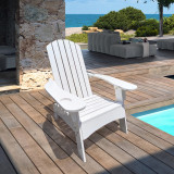 Chicken Pieces Outdoor or indoor Wood Adirondack chair with an hole to hold umbrella on the arm ,white 